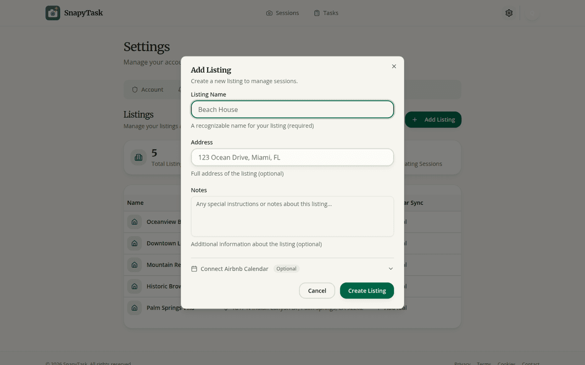 Property management dashboard showing your rental listings